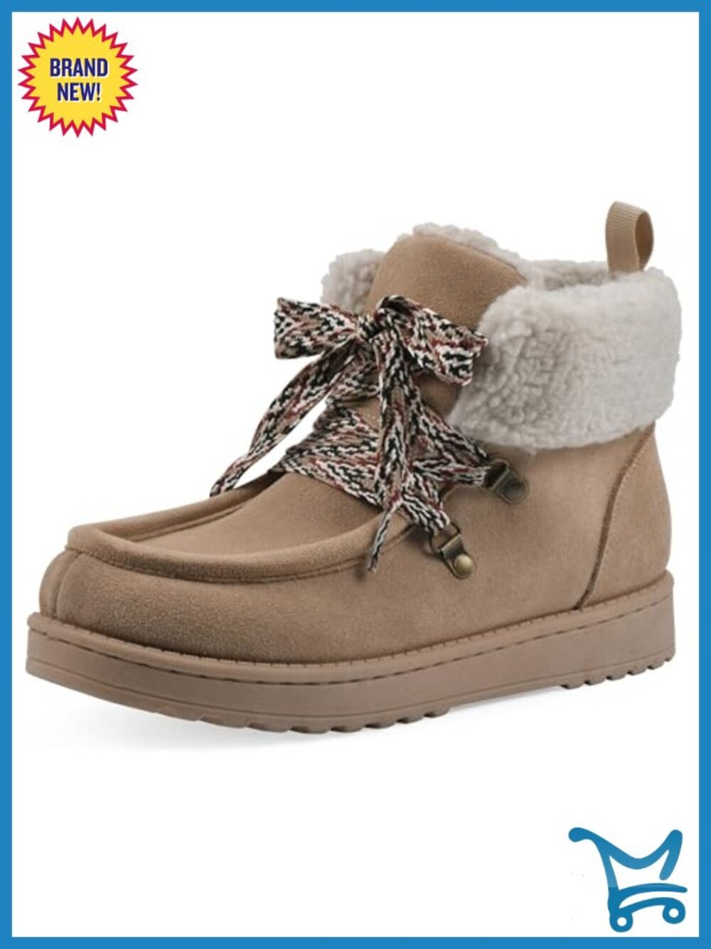 Faux Fur Lined Lace Up Ankle Booties Winter Boots
